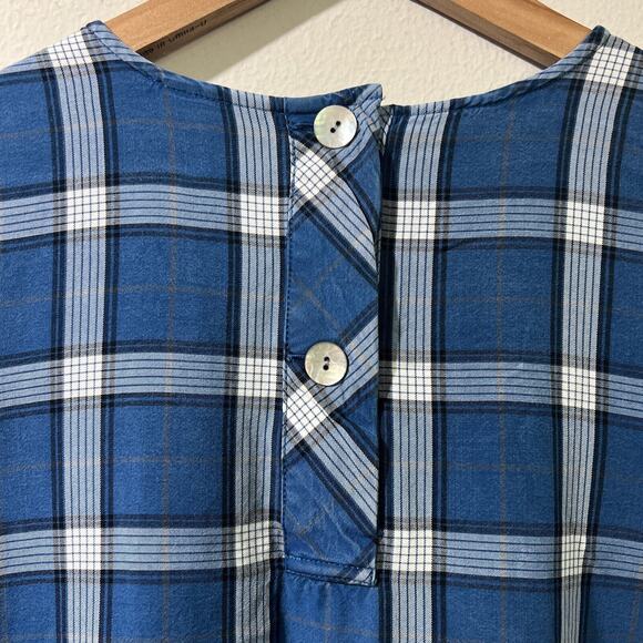 J. Jill Atlantic Plaid Tunic Top size XS Petites Hi-lo Button Back blue - Picture 6 of 15